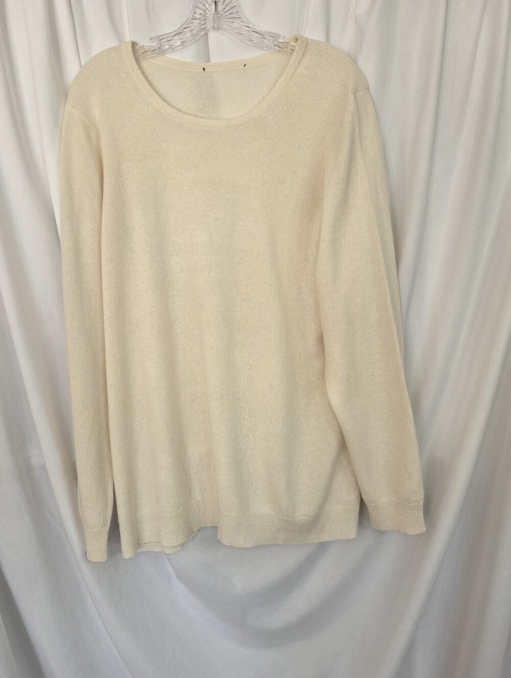 Cream Crew Neck Cashmere Soft Sweater Size 3X
